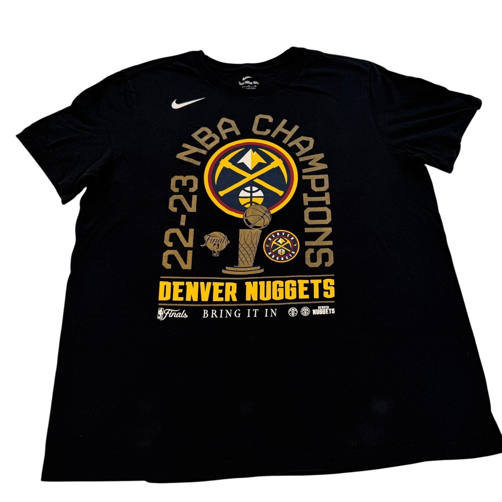 Nike Denver Nuggets 2022-23 NBA Champions T-Shirt Mens XL Black Short Sleeve